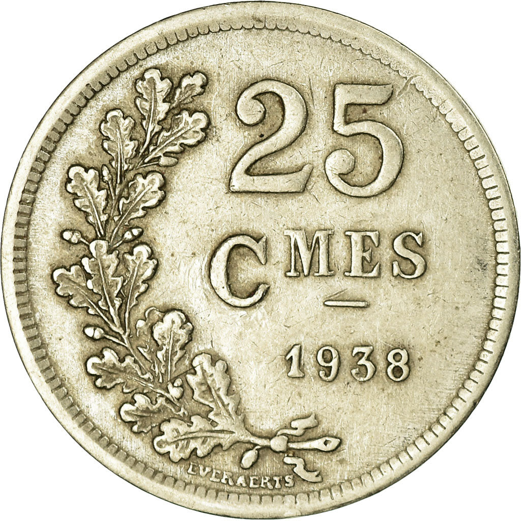 Coin, Luxembourg, Charlotte, 25 Centimes, 1938, EF(40-45), Copper-nickel