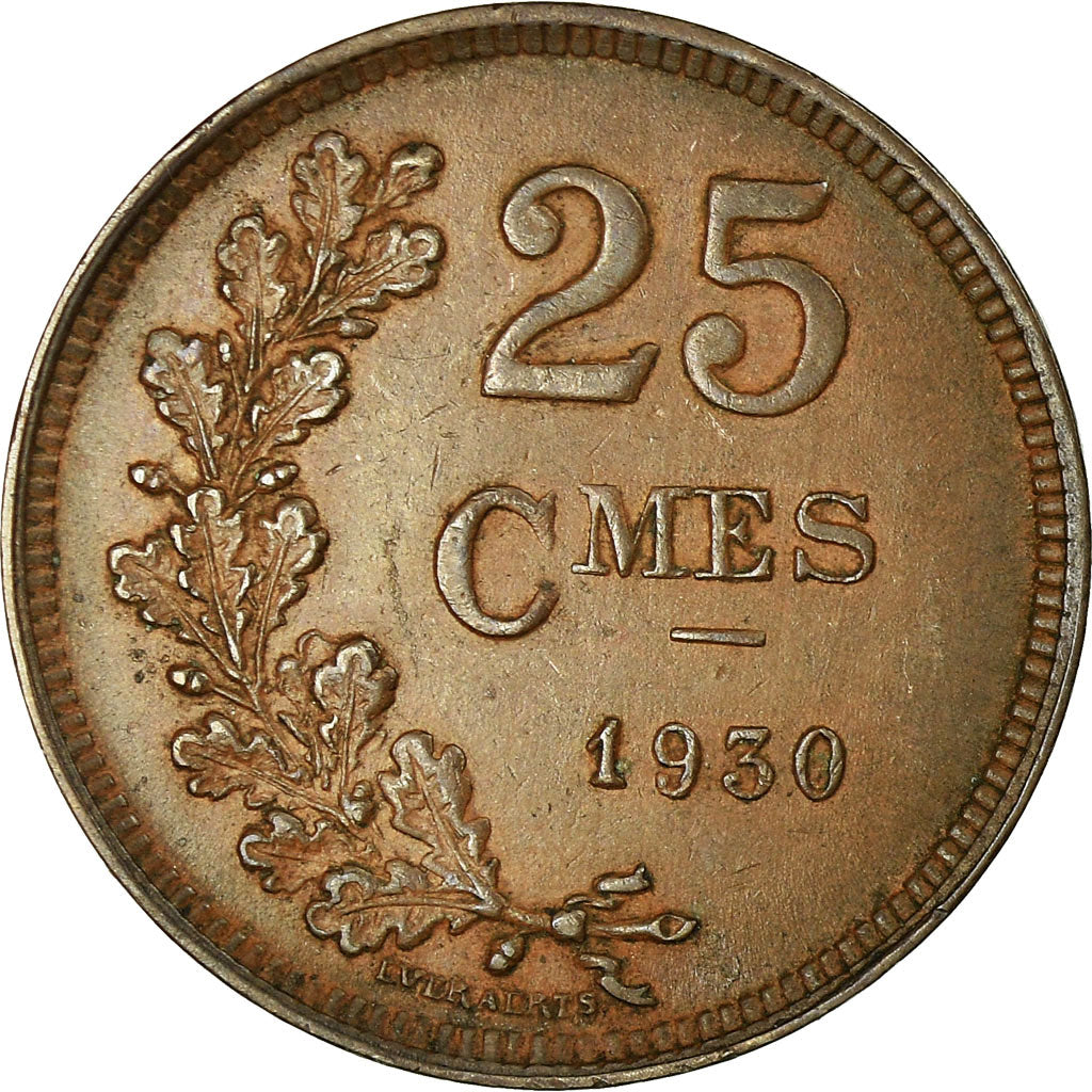 Coin, Luxembourg, Charlotte, 25 Centimes, 1930, EF(40-45), Bronze, KM:42