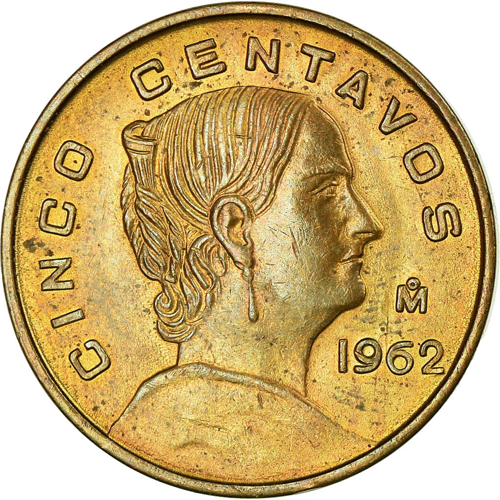 Moeda, México, 5 Centavos, 1962, Mexico City, EF(40-45), Latão, KM:426