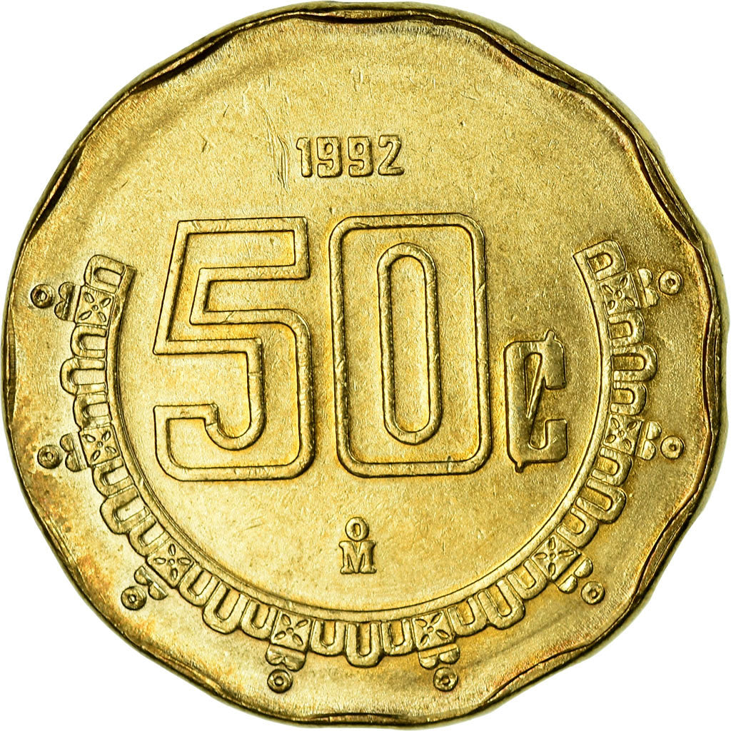 Coin, Mexico, 50 Centavos, 1992, Mexico City, EF(40-45), Aluminum-Bronze, KM:549