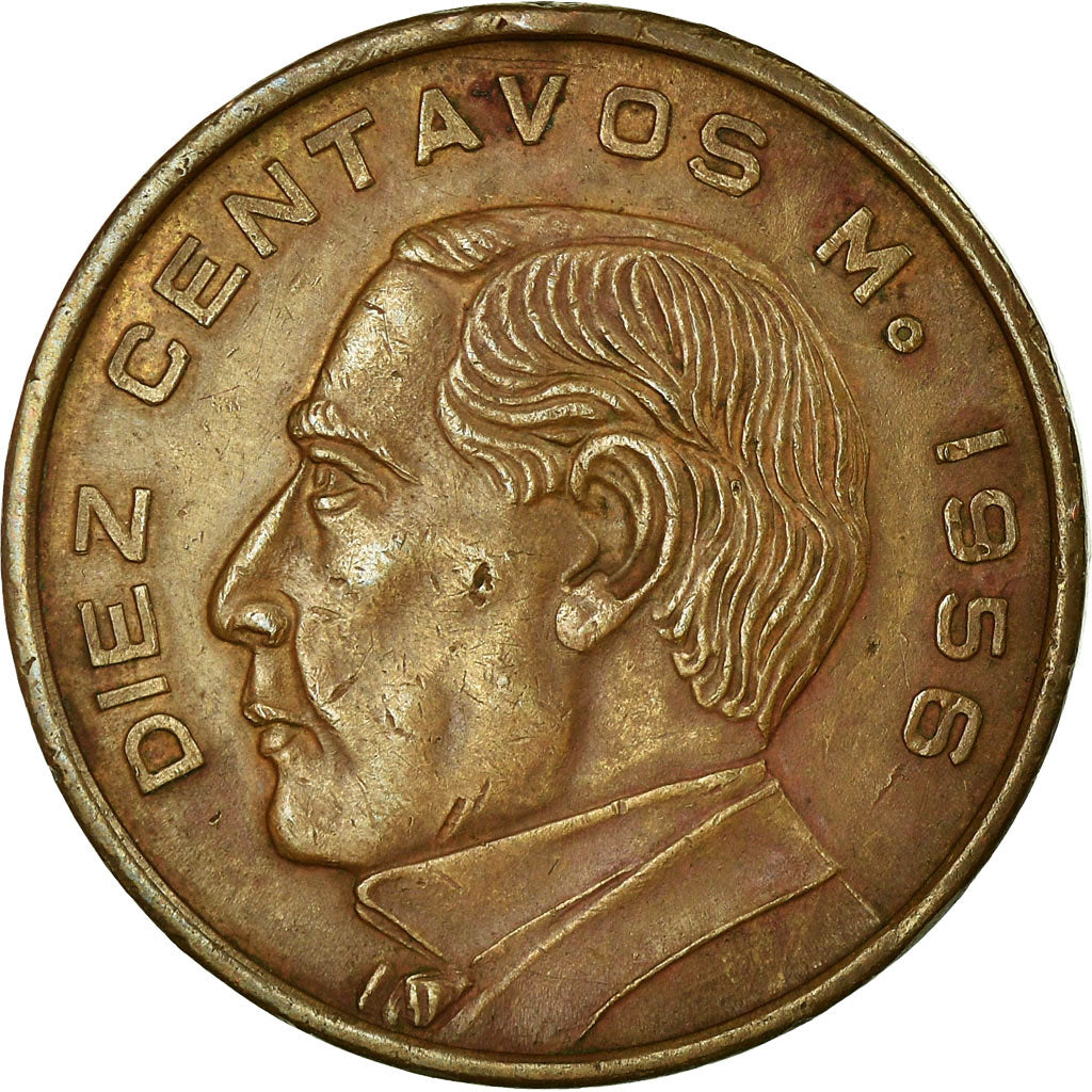 Coin, Mexico, 10 Centavos, 1956, Mexico City, EF(40-45), Bronze, KM:433
