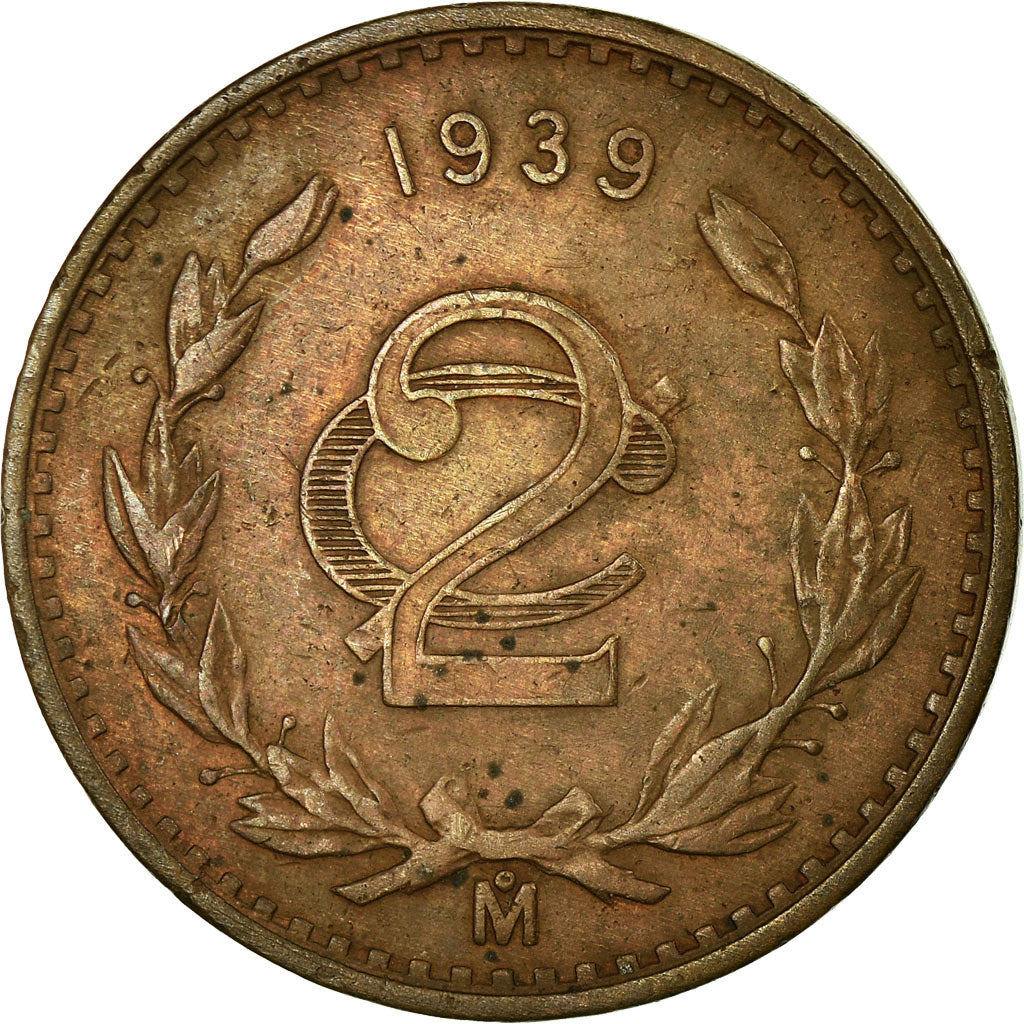 Coin, Mexico, 2 Centavos, 1939, Mexico City, VF(30-35), Bronze, KM:419