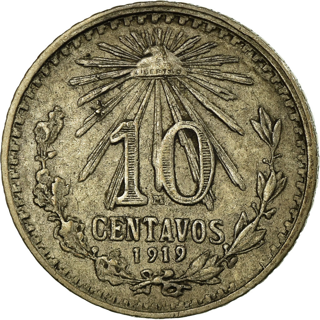 Monnaie, Mexique, 10 Centavos, 1919, Mexico City, TB+, Argent, KM:429