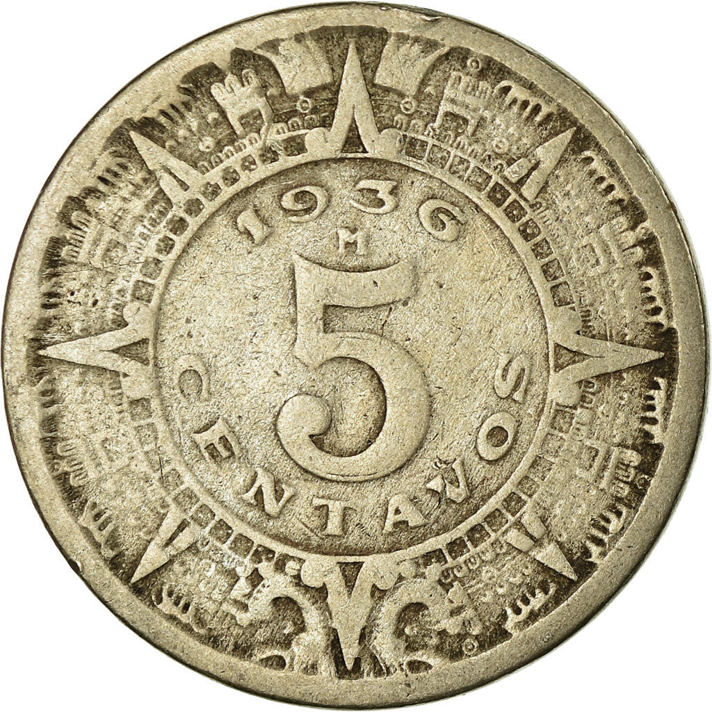 Coin, Mexico, 5 Centavos, 1936, Mexico City, VF(30-35), Copper-nickel, KM:423
