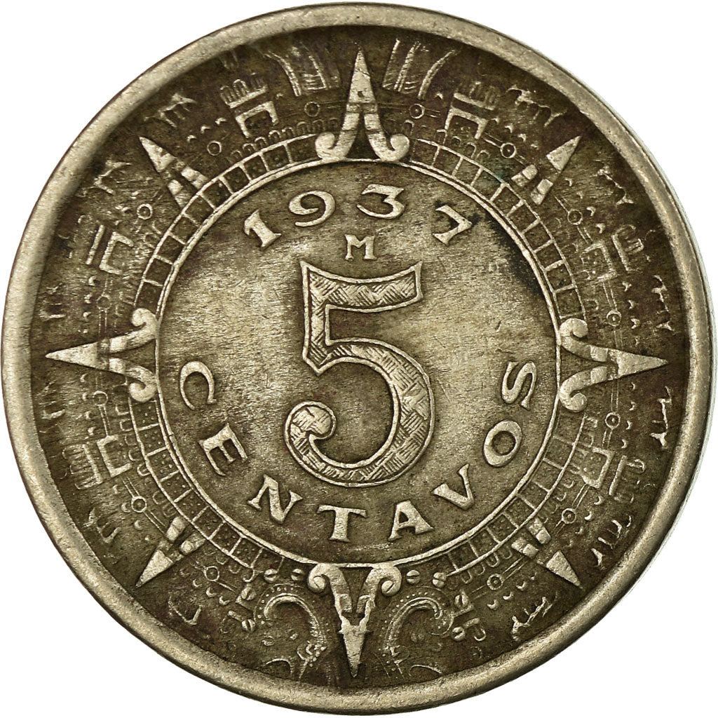 Moneda, México, 5 Centavos, 1937, Mexico City, BC+, Cobre - níquel, KM:423