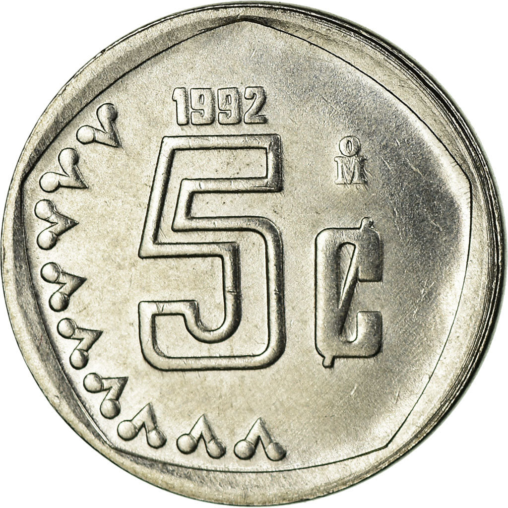 Moneta, Messico, 5 Centavos, 1992, Mexico City, BB, Acciaio inossidabile, KM:546