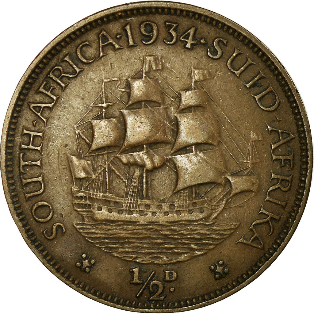 Coin, South Africa, George V, 1/2 Penny, 1934, VF(30-35), Bronze, KM:13.3