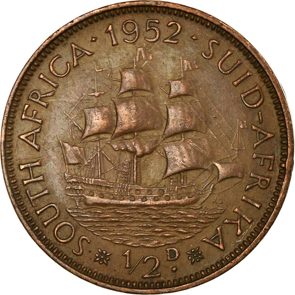 Coin, South Africa, George VI, 1/2 Penny, 1952, VF(30-35), Bronze, KM:33