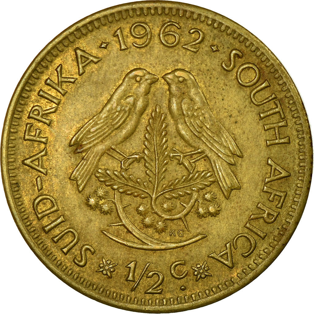 Coin, South Africa, 1/2 Cent, 1962, VF(30-35), Brass, KM:56