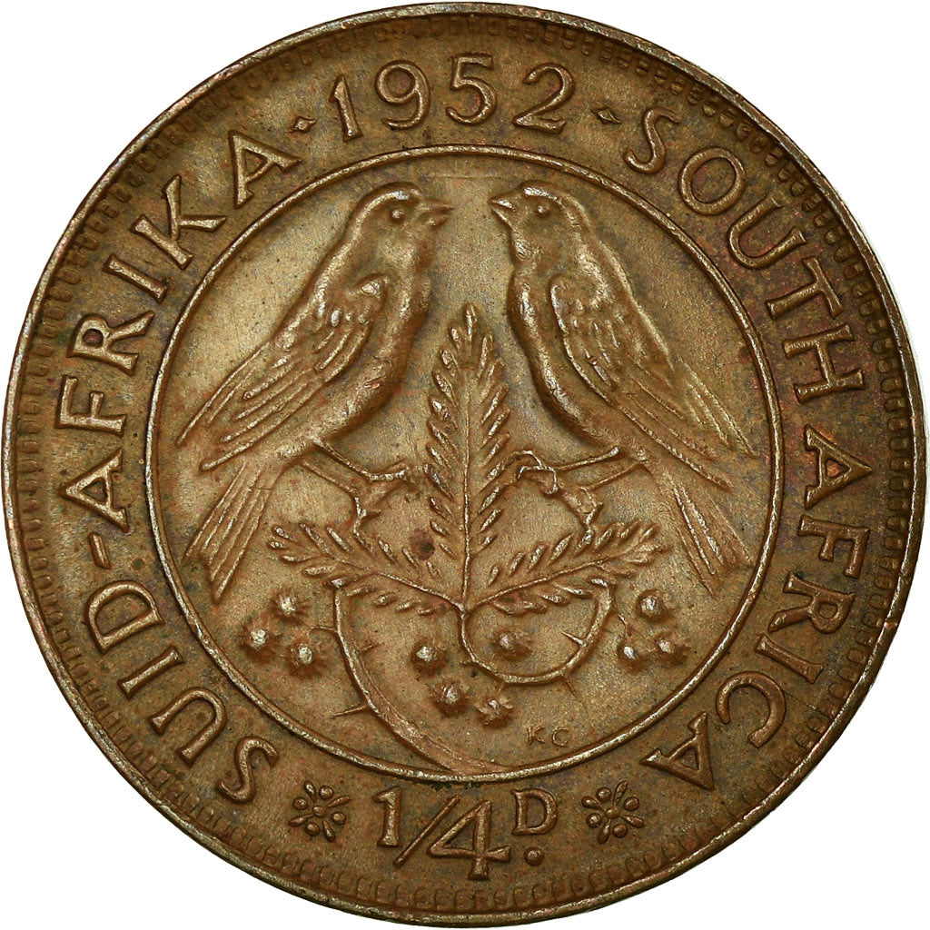 Monnaie, Afrique du Sud, Edward VIII, 1/4 Penny, Farthing, 1952, TTB, Bronze