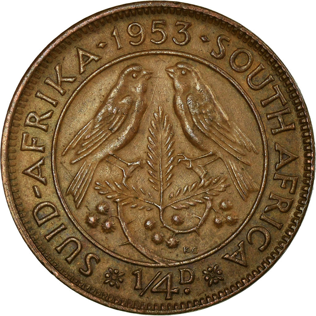 Coin, South Africa, Elizabeth II, 1/4 Penny, Farthing, 1953, EF(40-45), Bronze