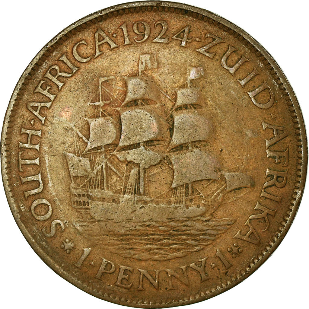 Coin, South Africa, George V, Penny, 1924, VF(30-35), Bronze, KM:14.1