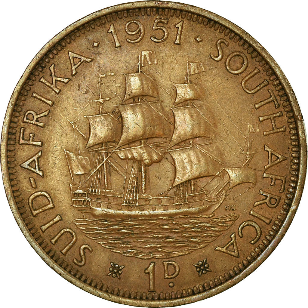 Coin, South Africa, George VI, Penny, 1951, VF(30-35), Bronze, KM:34.2