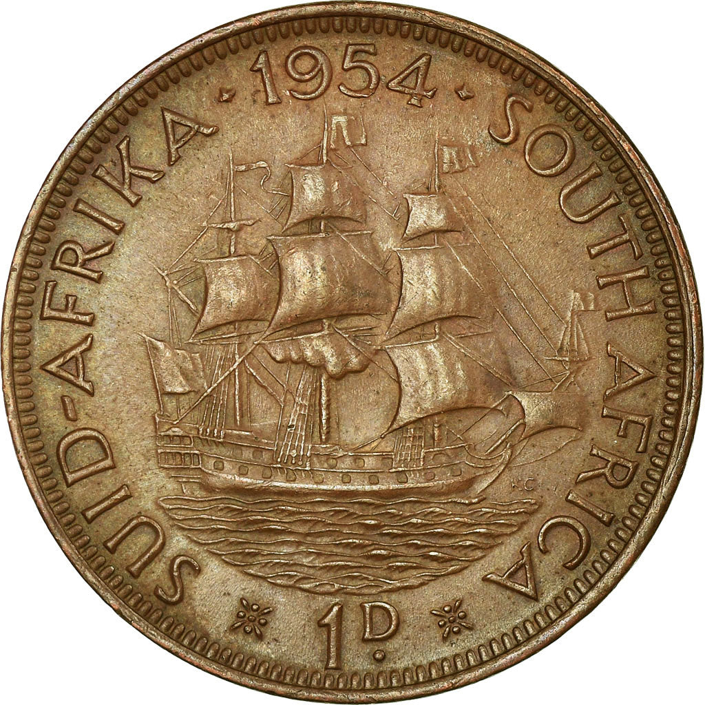 Monnaie, Afrique du Sud, Elizabeth II, Penny, 1954, TTB, Bronze, KM:46