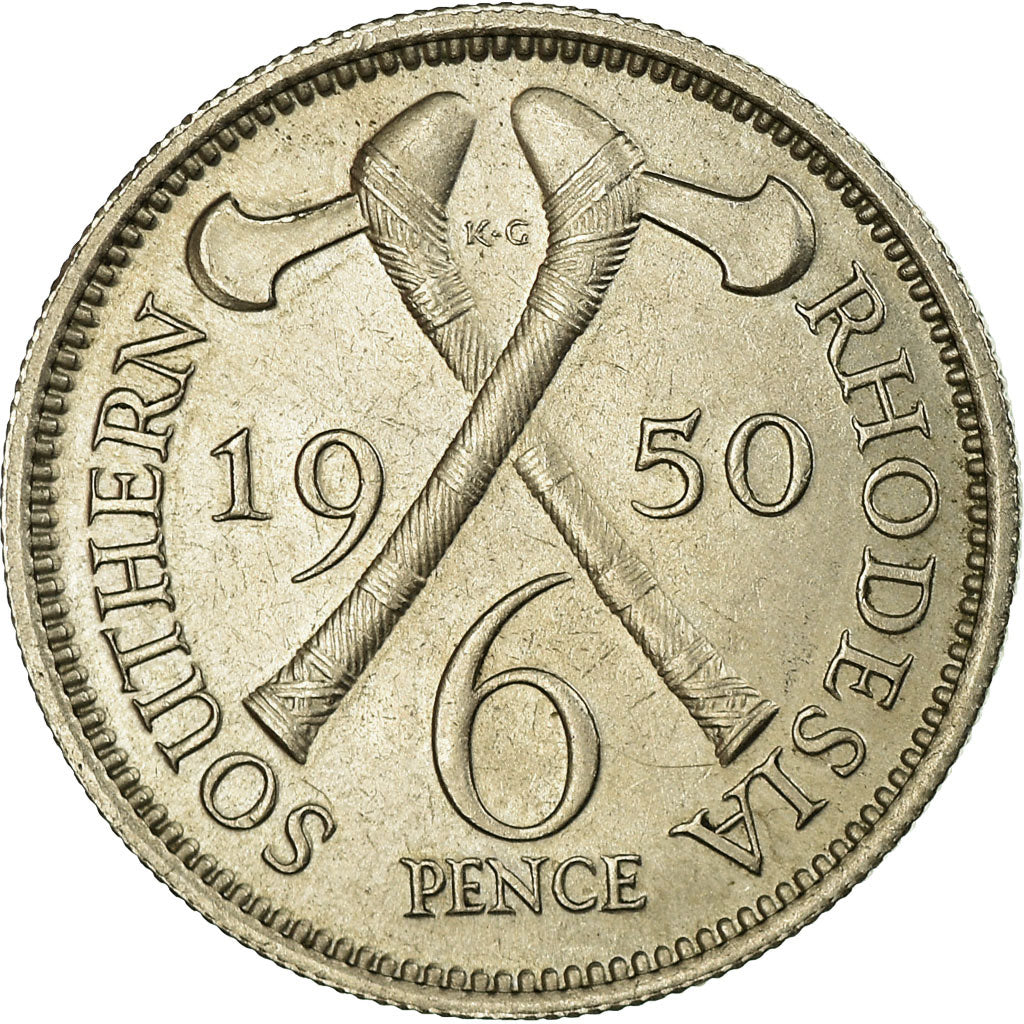 Monnaie, Southern Rhodesia, George VI, 6 Pence, 1950, British Royal Mint, TTB