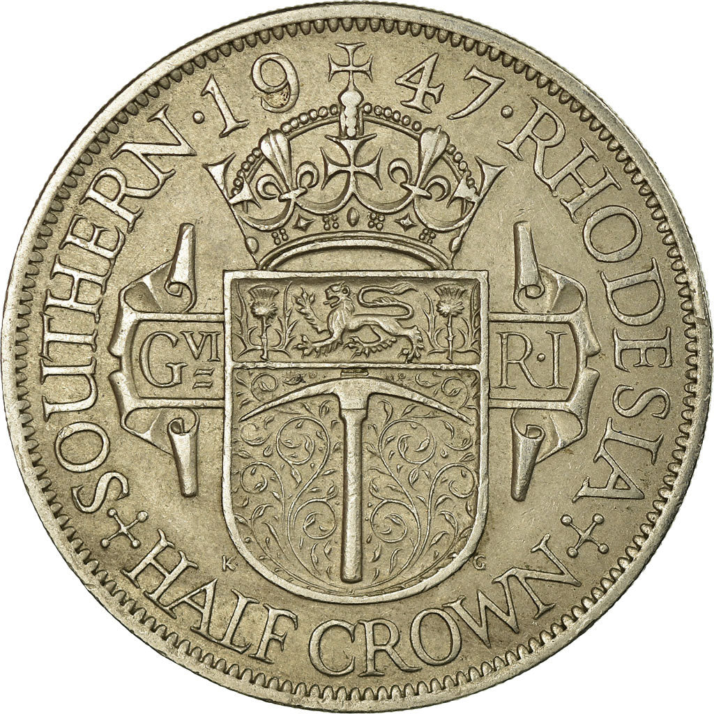 Coin, Southern Rhodesia, George VI, 1/2 Crown, 1947, British Royal Mint