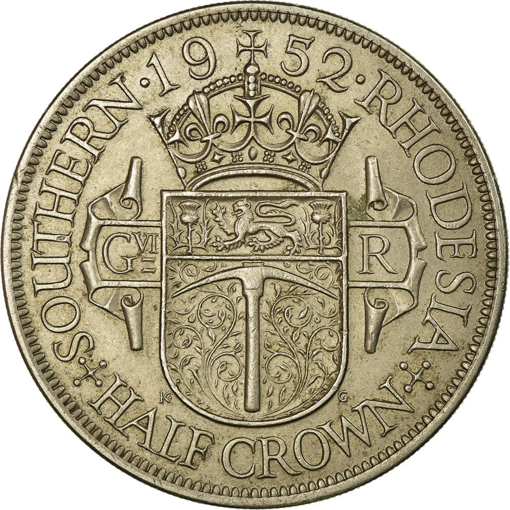 Coin, Southern Rhodesia, George VI, 1/2 Crown, 1952, British Royal Mint