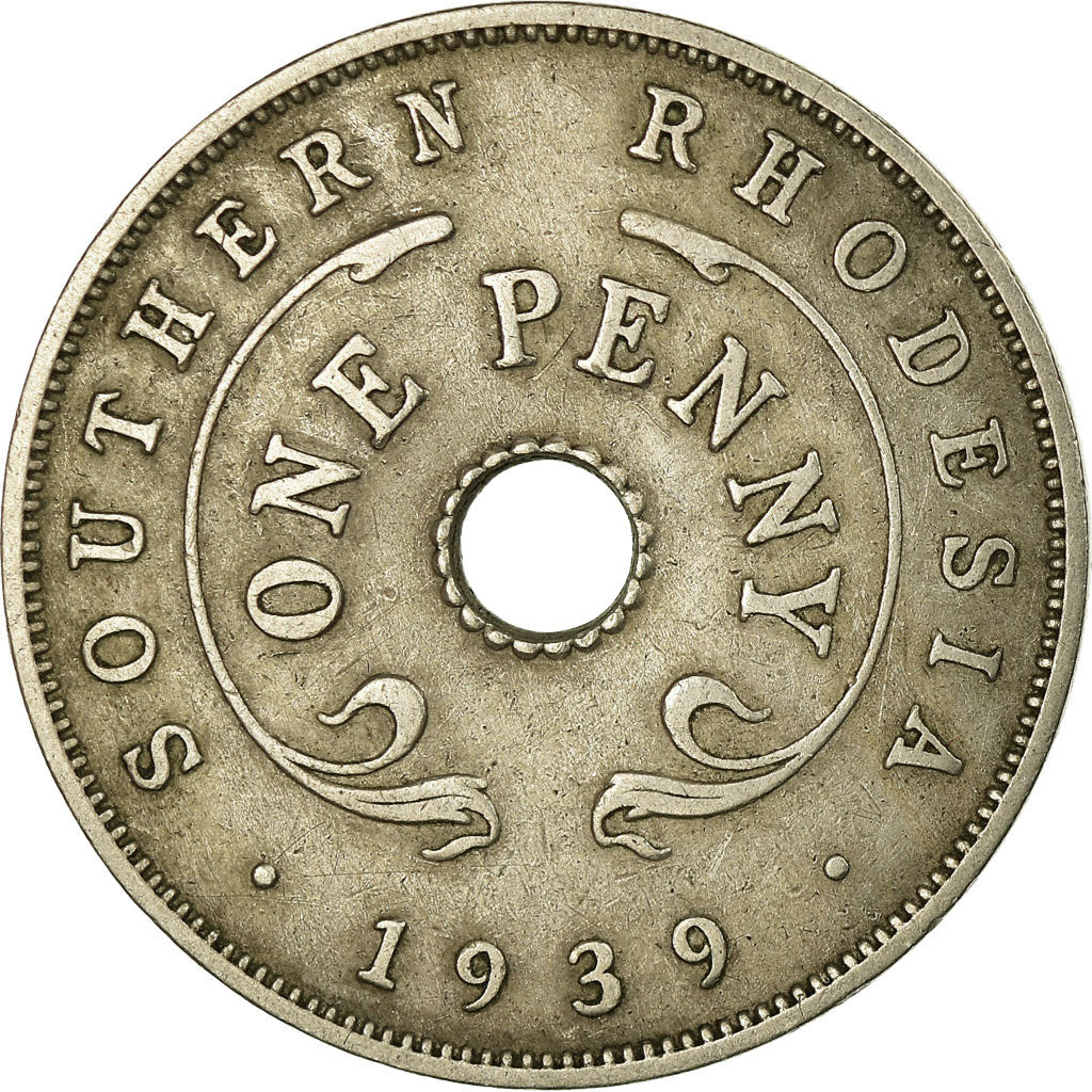 Moneda, Rodesia del Sur, George VI, Penny, 1939, British Royal Mint, BC+, Cobre