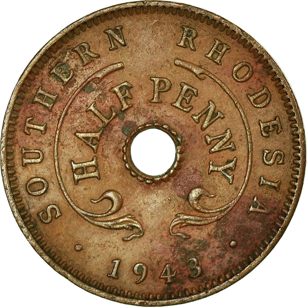 Monnaie, Southern Rhodesia, George VI, 1/2 Penny, 1943, British Royal Mint, TB+