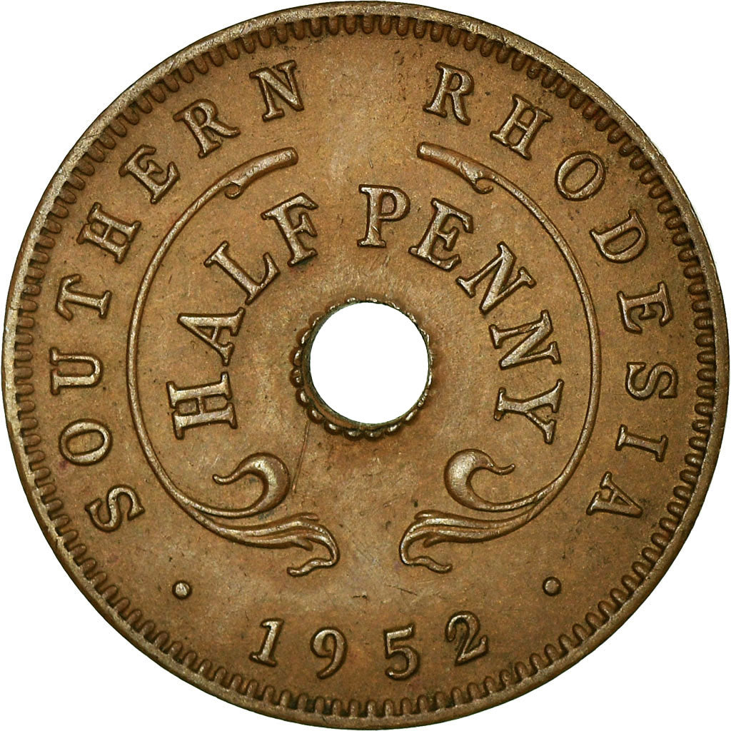Monnaie, Southern Rhodesia, George VI, 1/2 Penny, 1952, British Royal Mint, TTB