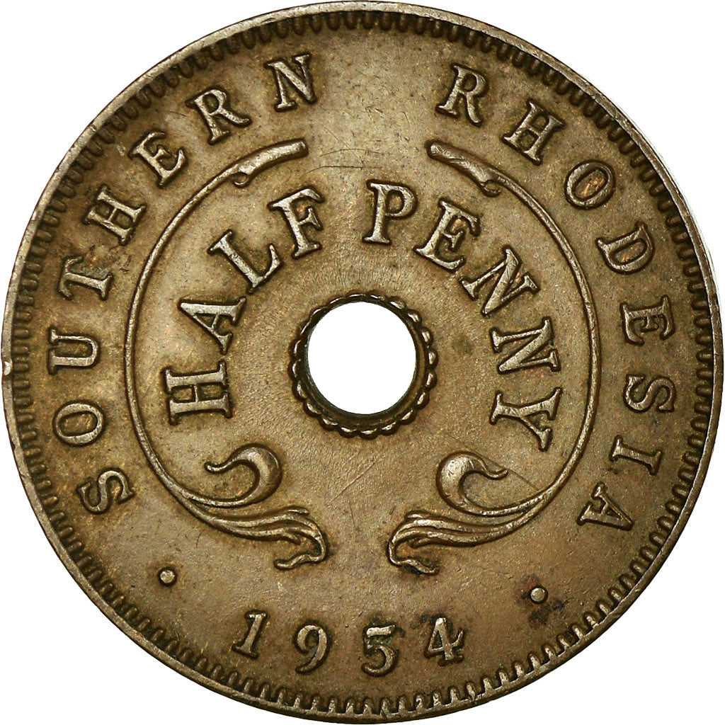 Coin, Southern Rhodesia, Elizabeth II, 1/2 Penny, 1954, British Royal Mint