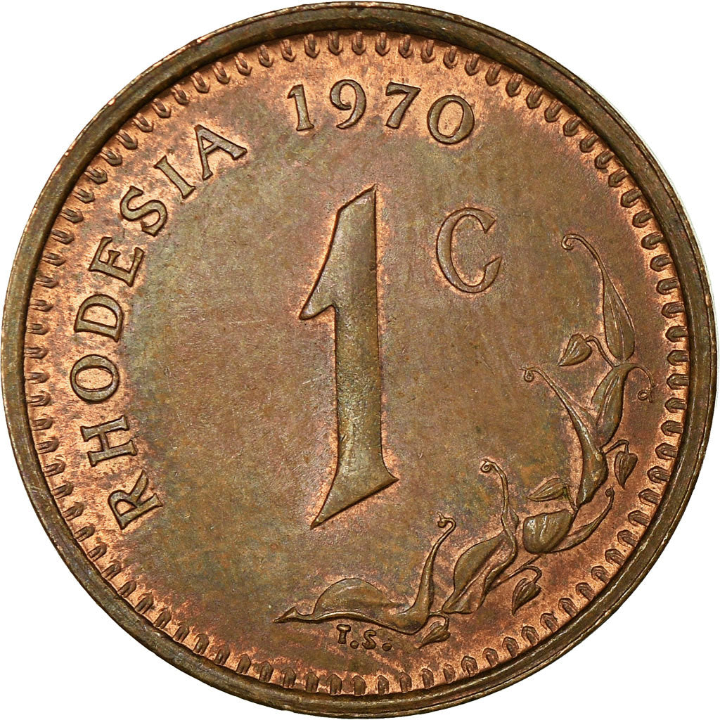 Coin, Rhodesia, Cent, 1970, British Royal Mint, VF(30-35), Bronze, KM:10