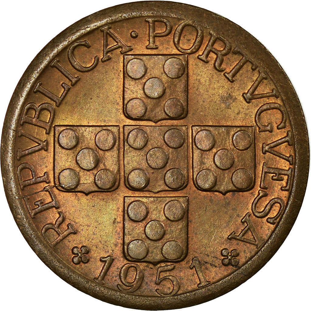 Coin, Portugal, 20 Centavos, 1951, EF(40-45), Bronze, KM:584