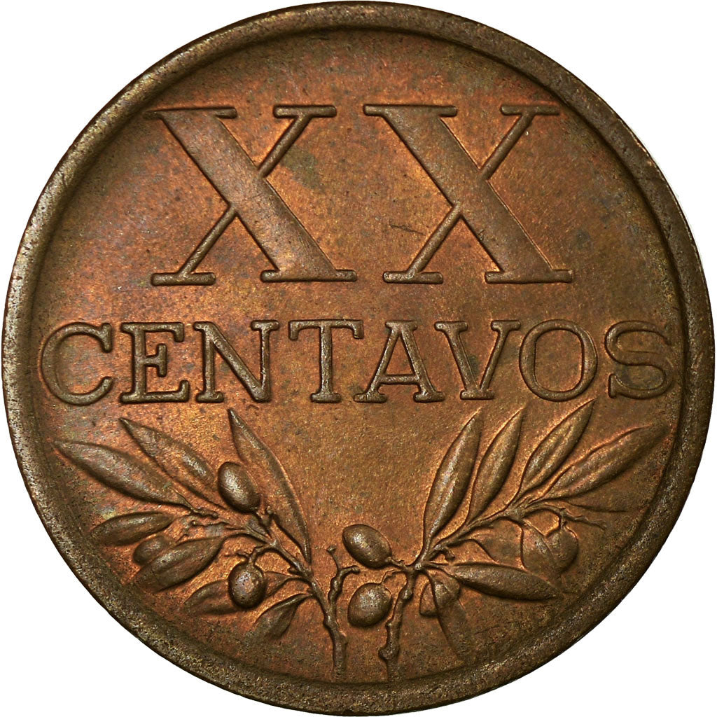 Coin, Portugal, 20 Centavos, 1951, EF(40-45), Bronze, KM:584