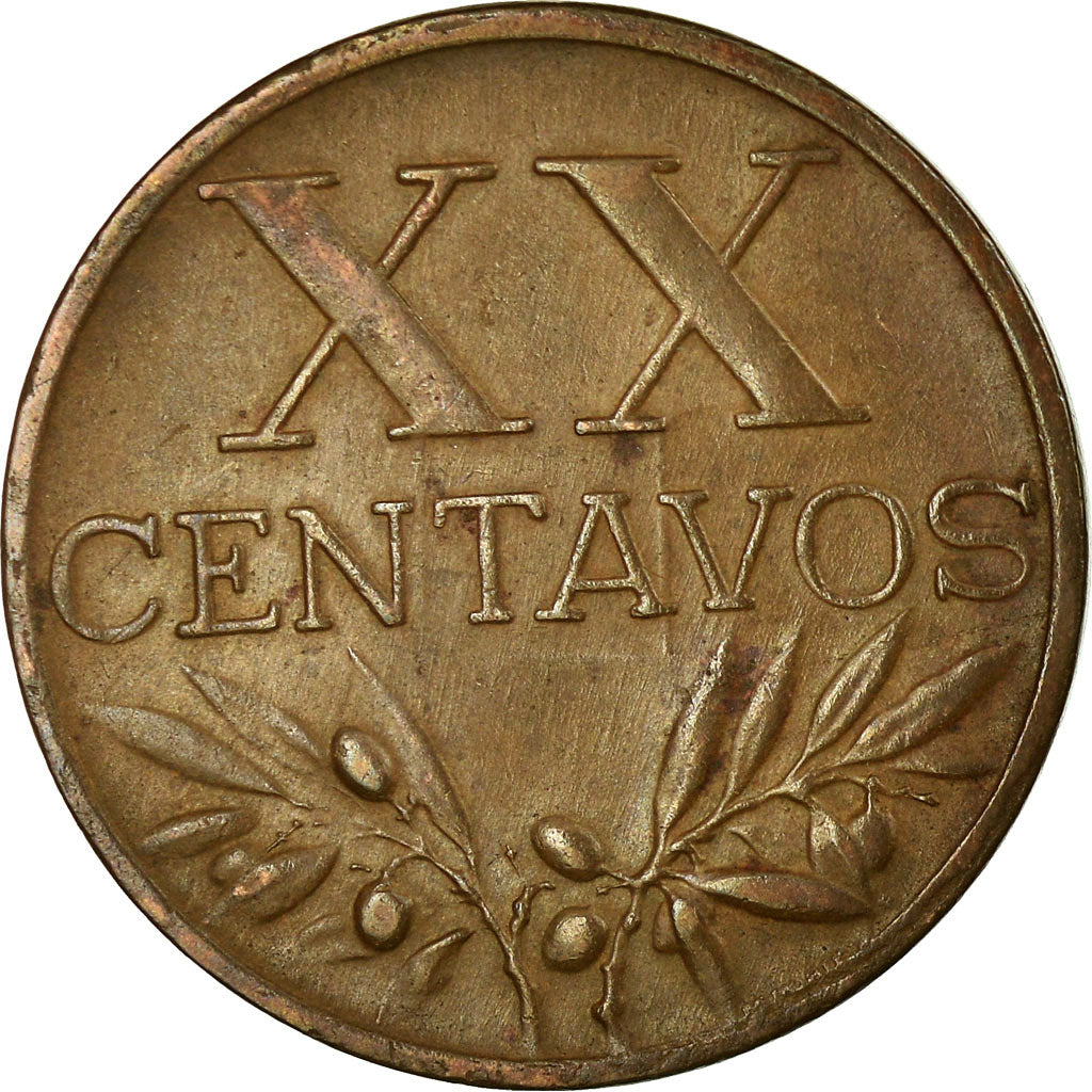 Coin, Portugal, 20 Centavos, 1953, EF(40-45), Bronze, KM:584