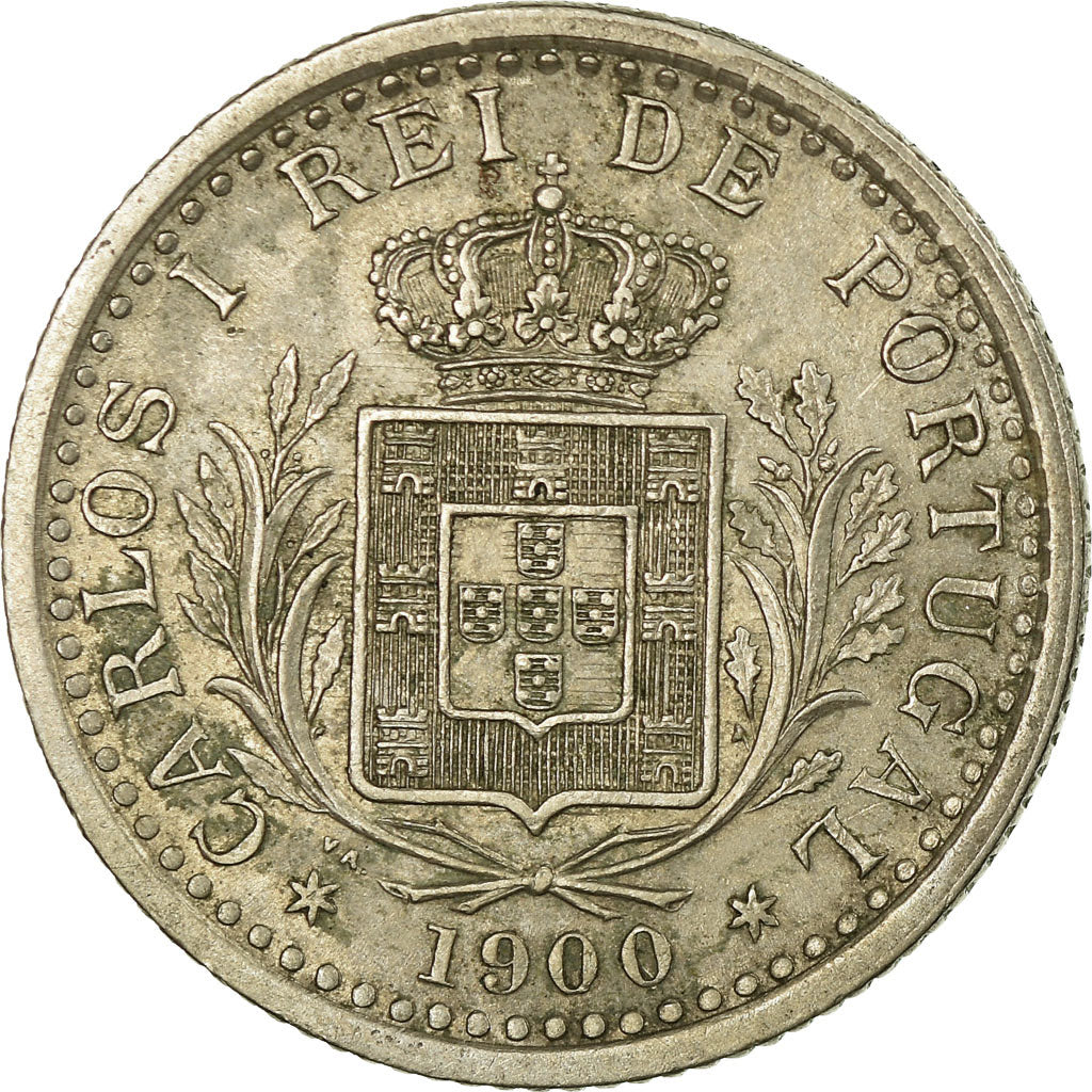 Moneta, Portugal, Carlos I, 100 Reis, 1900, VF(30-35), Miedź-Nikiel, KM:546
