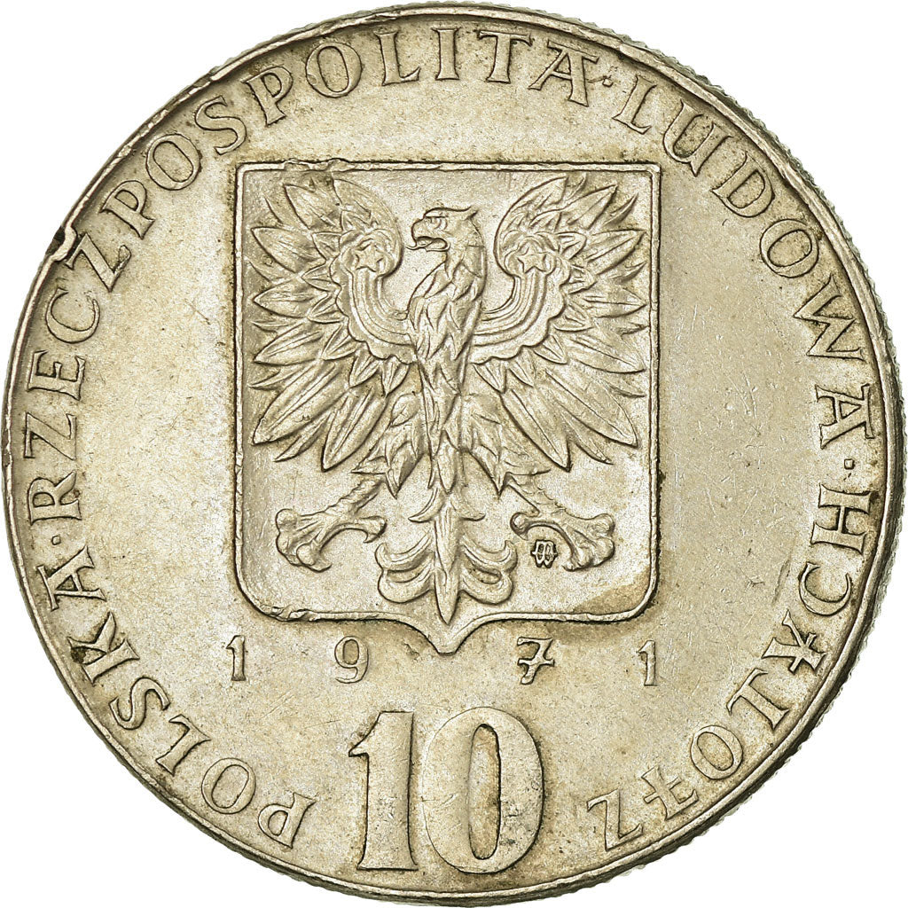 Moeda, Polónia, 10 Zlotych, 1971, Warsaw, VF(30-35), Cobre-níquel, KM:63