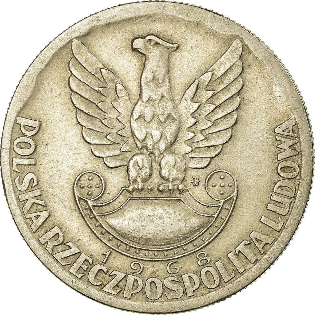 Moeda, Polónia, 10 Zlotych, 1968, Warsaw, VF(30-35), Cobre-níquel, KM:60