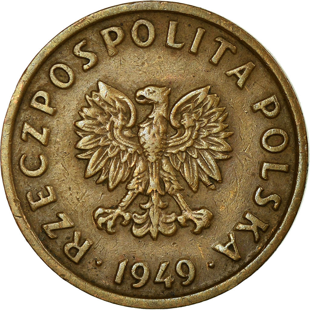 Coin, Poland, 5 Groszy, 1949, Basel, EF(40-45), Bronze, KM:41