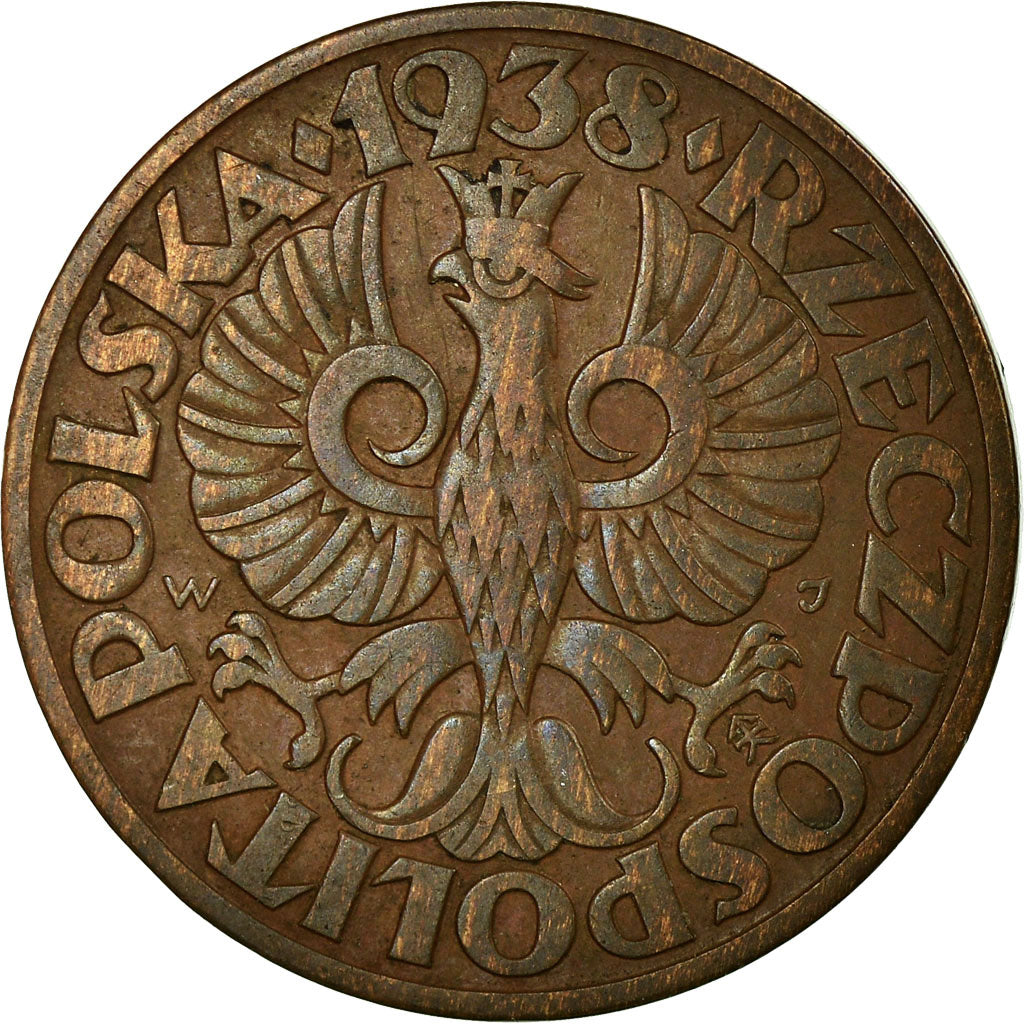 Coin, Poland, 5 Groszy, 1938, Warsaw, VF(30-35), Bronze, KM:10a