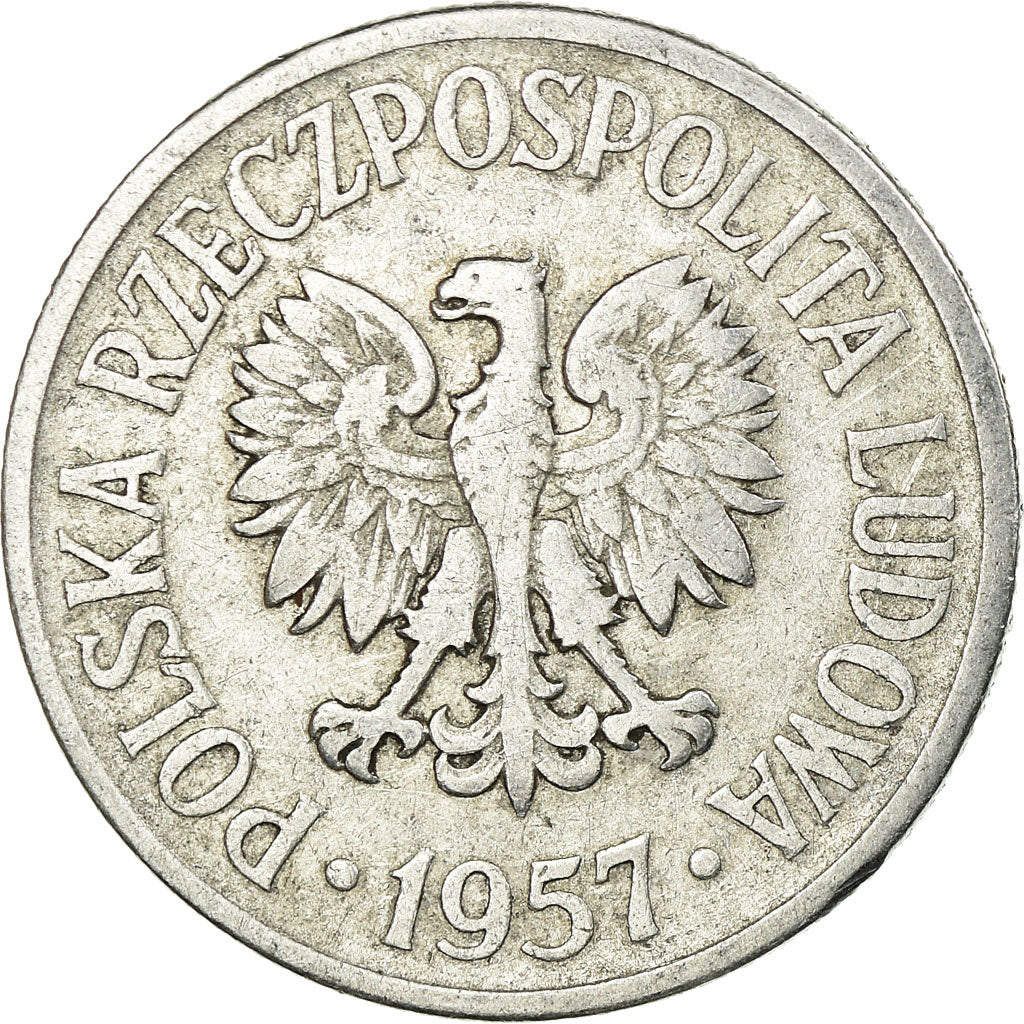 Moeda, Polónia, 50 Groszy, 1957, Warsaw, VF(30-35), Alumínio, KM:48.1