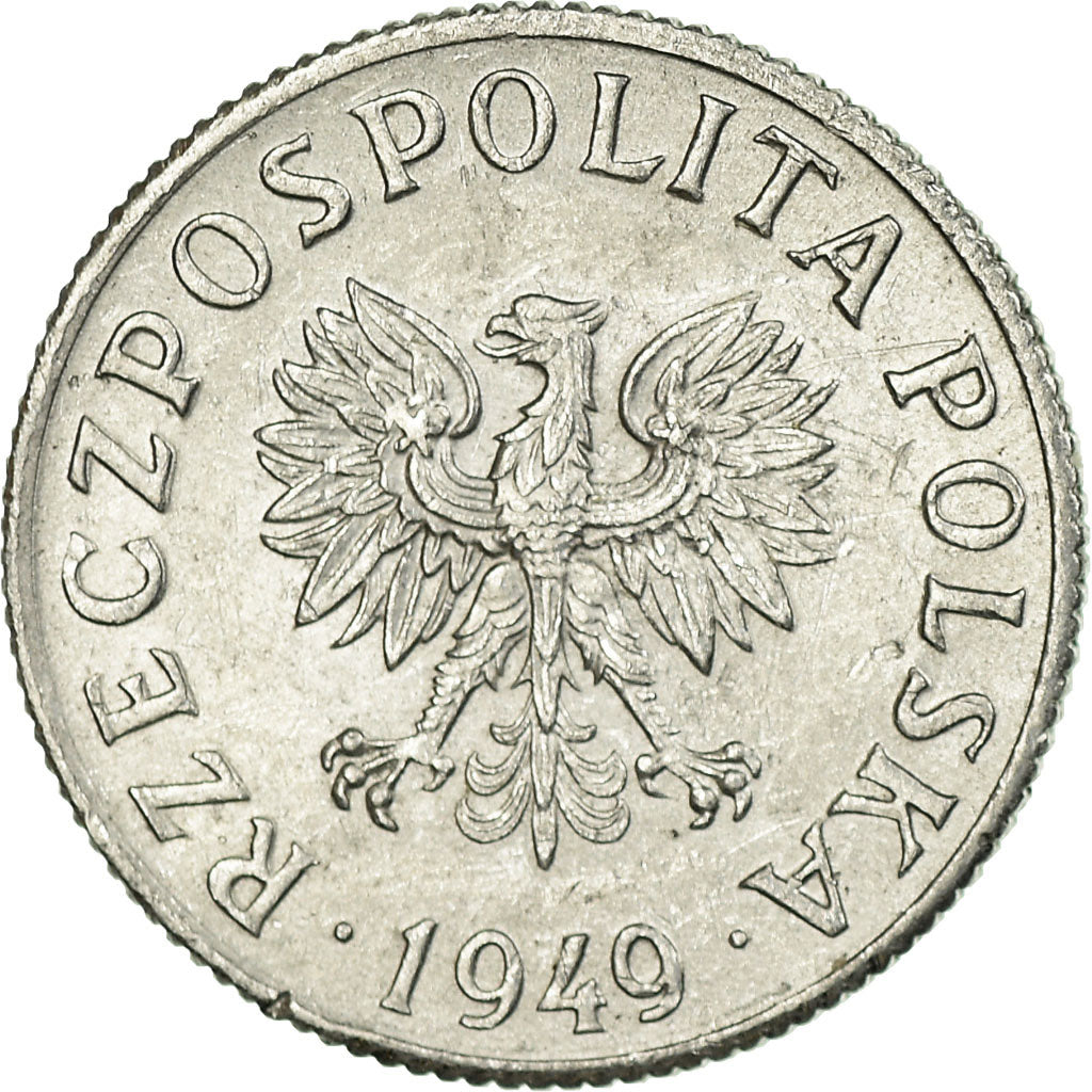 Coin, Poland, 2 Grosze, 1949, Warsaw, EF(40-45), Aluminum, KM:40