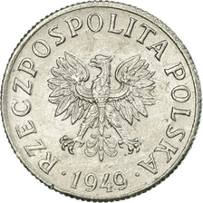Coin, Poland, 2 Grosze, 1949, Warsaw, EF(40-45), Aluminum, KM:40