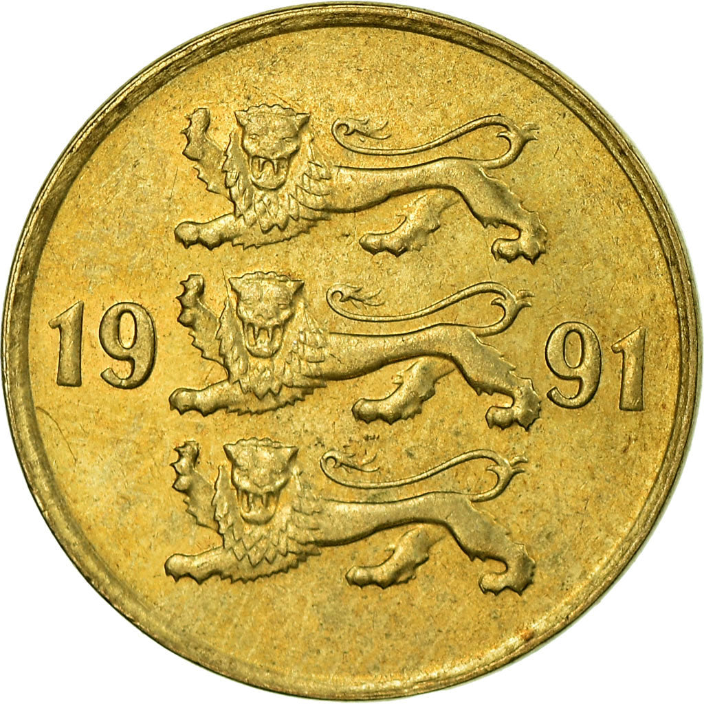 Moneda, Estonia, 10 Senti, 1991, no mint, MBC, Aluminio - bronce, KM:22