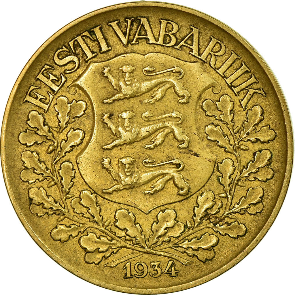 Moneda, Estonia, Kroon, 1934, BC+, Aluminio - bronce, KM:16