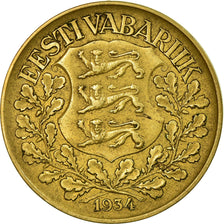 Moneda, Estonia, Kroon, 1934, BC+, Aluminio - bronce, KM:16