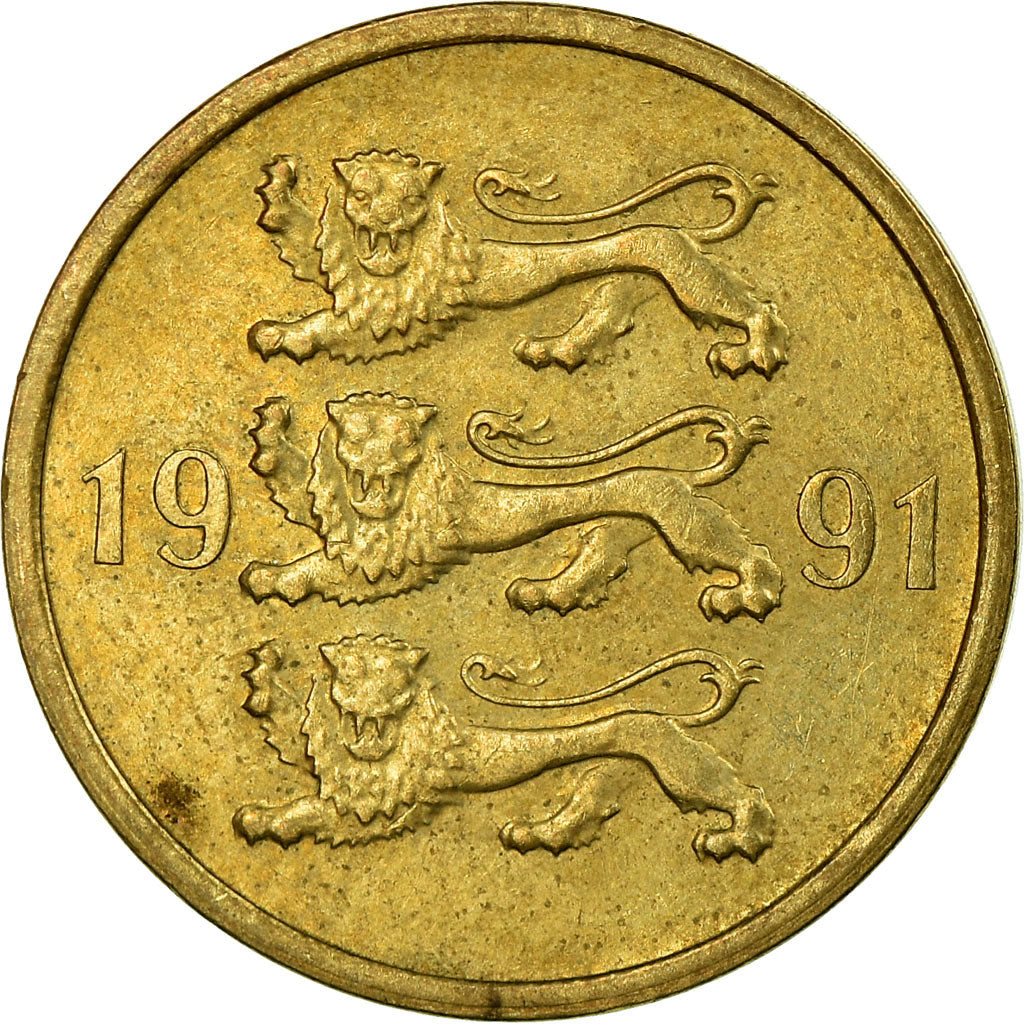 Coin, Estonia, 5 Senti, 1991, EF(40-45), Aluminum-Bronze, KM:21