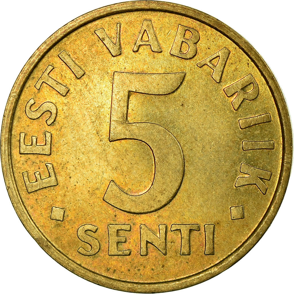 Coin, Estonia, 5 Senti, 1991, EF(40-45), Aluminum-Bronze, KM:21