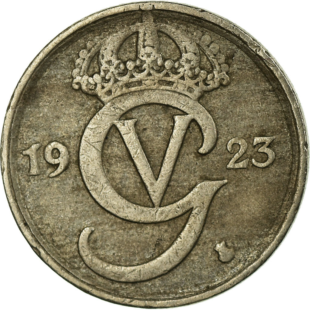 Moneta, Szwecja, Gustaf V, 10 Öre, 1923, VF(30-35), Nikiel-Brąz, KM:795