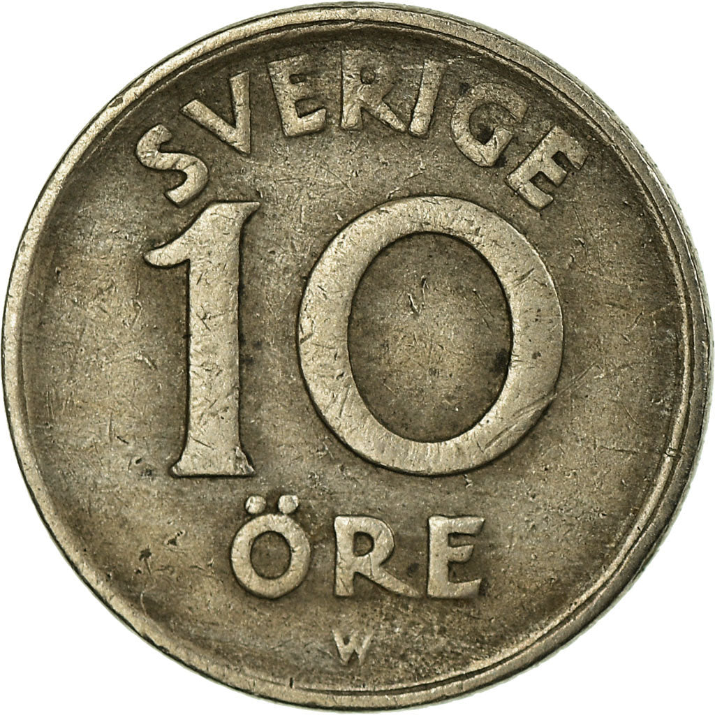 Moneta, Szwecja, Gustaf V, 10 Öre, 1923, VF(30-35), Nikiel-Brąz, KM:795