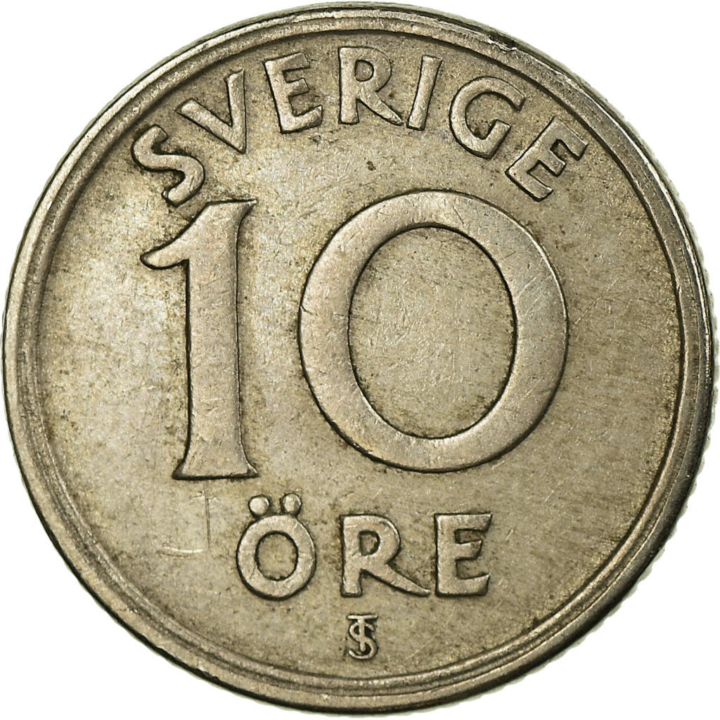 Moneta, Svezia, Gustaf V, 10 Öre, 1947, BB, Nichel-bronzo, KM:795
