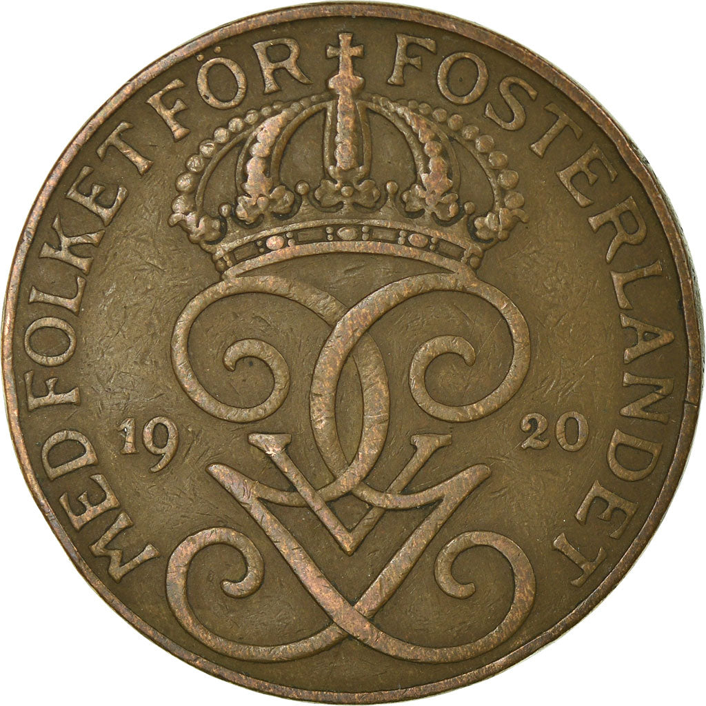 Coin, Sweden, Gustaf V, 5 Öre, 1920, EF(40-45), Bronze, KM:779.2