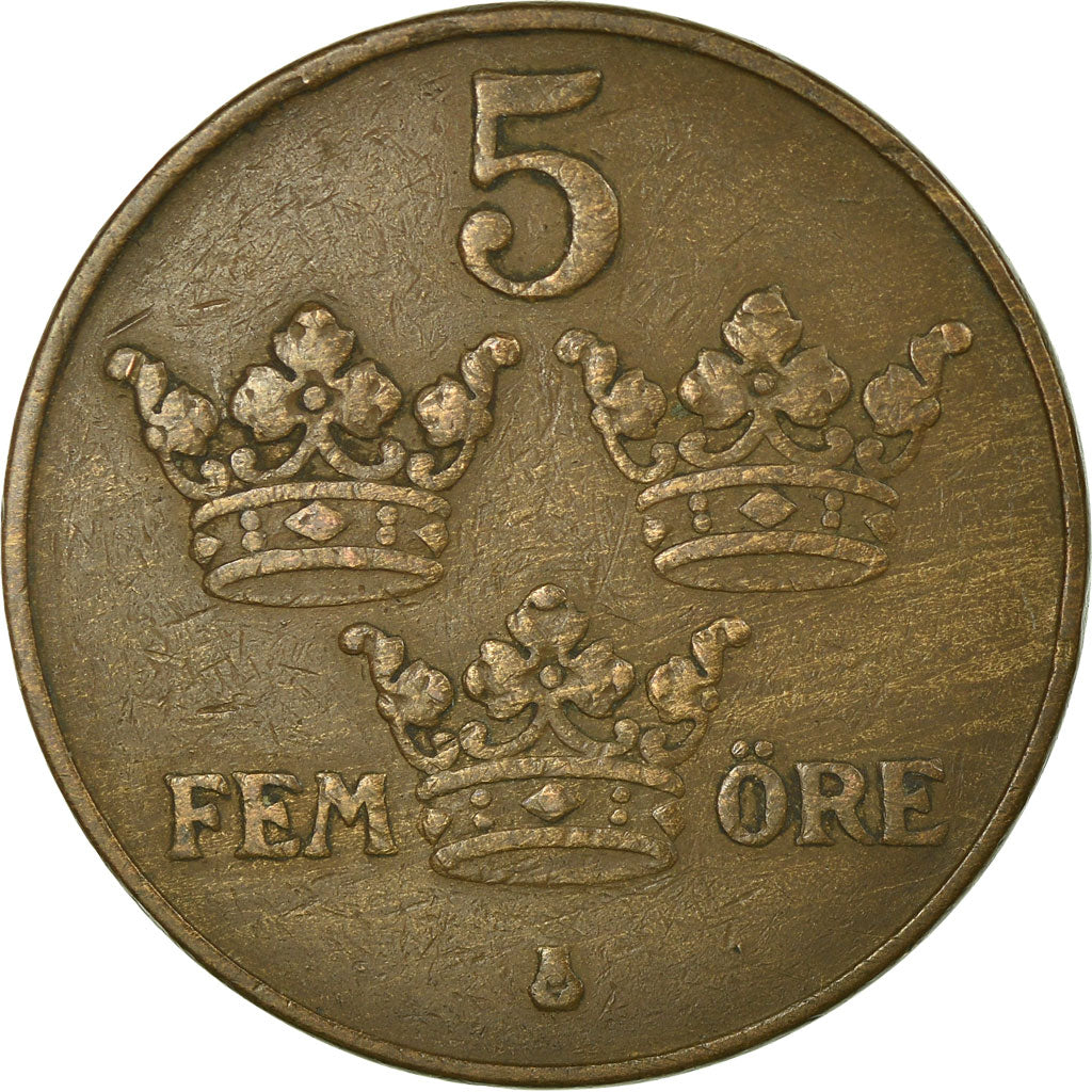 Coin, Sweden, Gustaf V, 5 Öre, 1930, VF(30-35), Bronze, KM:779.2