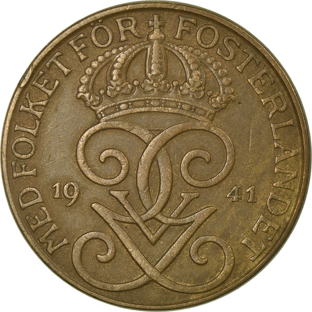 Coin, Sweden, Gustaf V, 5 Öre, 1941, EF(40-45), Bronze, KM:779.2