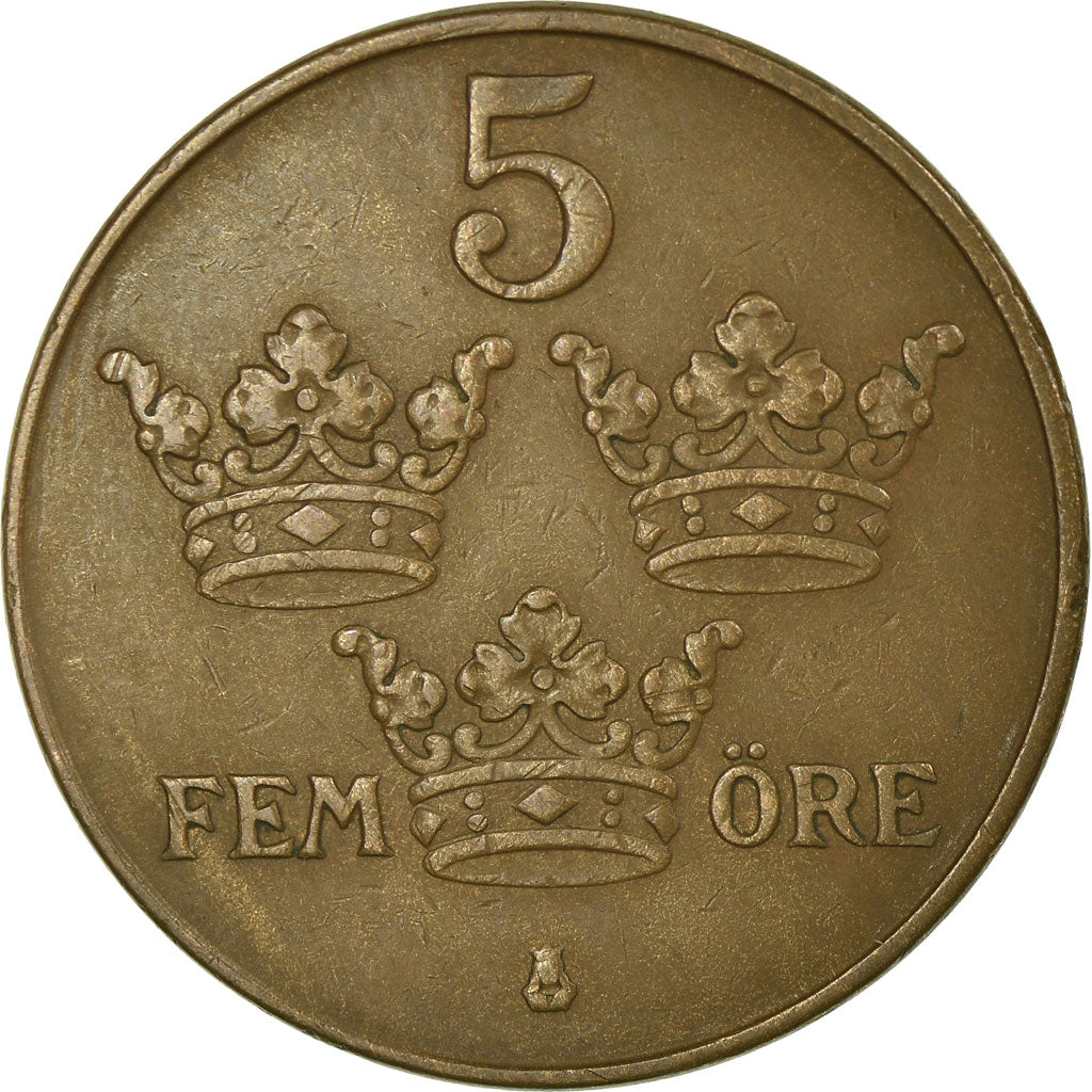 Coin, Sweden, Gustaf V, 5 Öre, 1941, EF(40-45), Bronze, KM:779.2