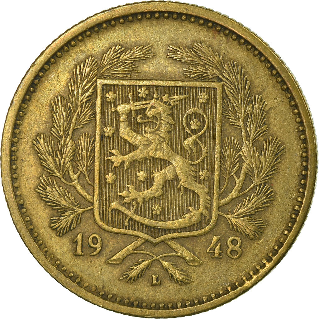 Coin, Finland, 5 Markkaa, 1948, EF(40-45), Brass, KM:31a